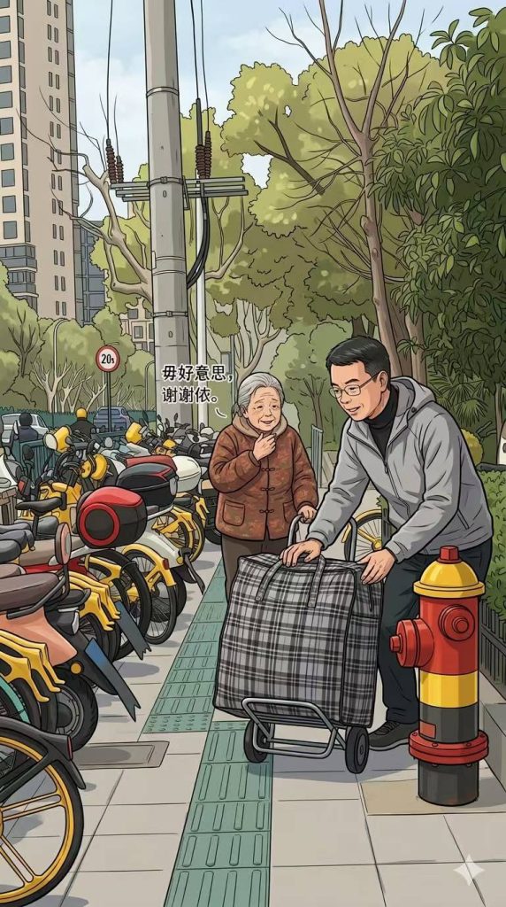 “毋好意思,谢谢侬”